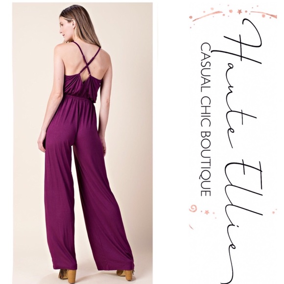 MOLLY-Skinny Strap Faux Back Wrap Jumpsuit - Picture 5 of 5